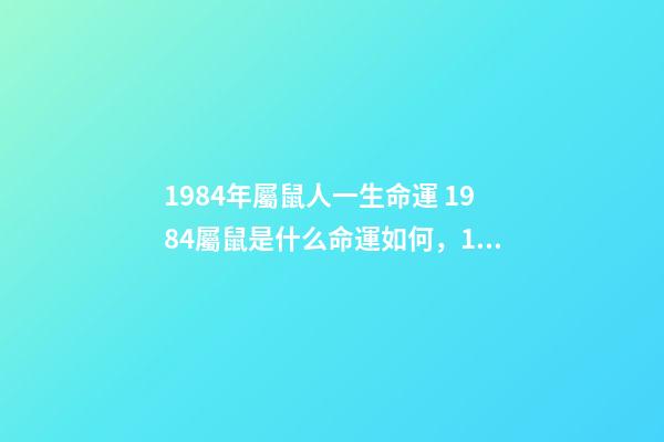 1984年屬鼠人一生命運 1984屬鼠是什么命運如何，1984年生人屬鼠是什么命